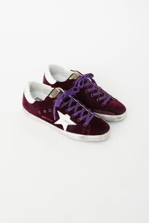 Burgundy Velvet Superstar Sneaker