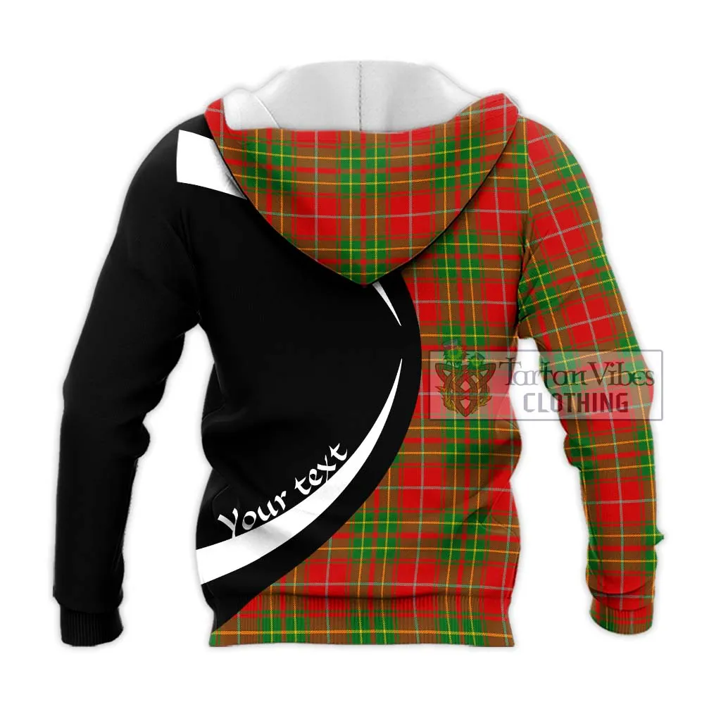 Burnett Tartan Knitted Hoodie with Family Crest Circle Style