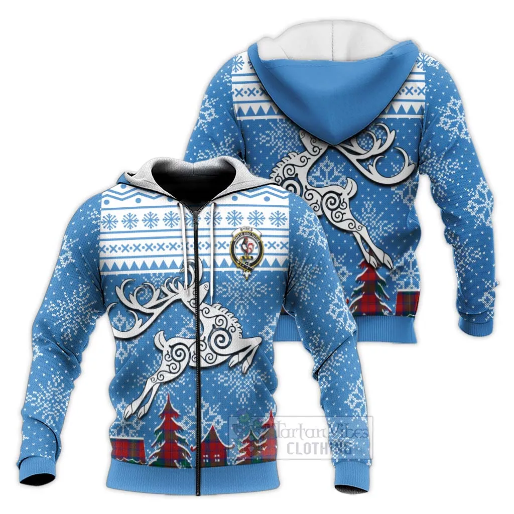 Byres (Byses) Clan Christmas Knitted Hoodie Celtic Reindeer Style