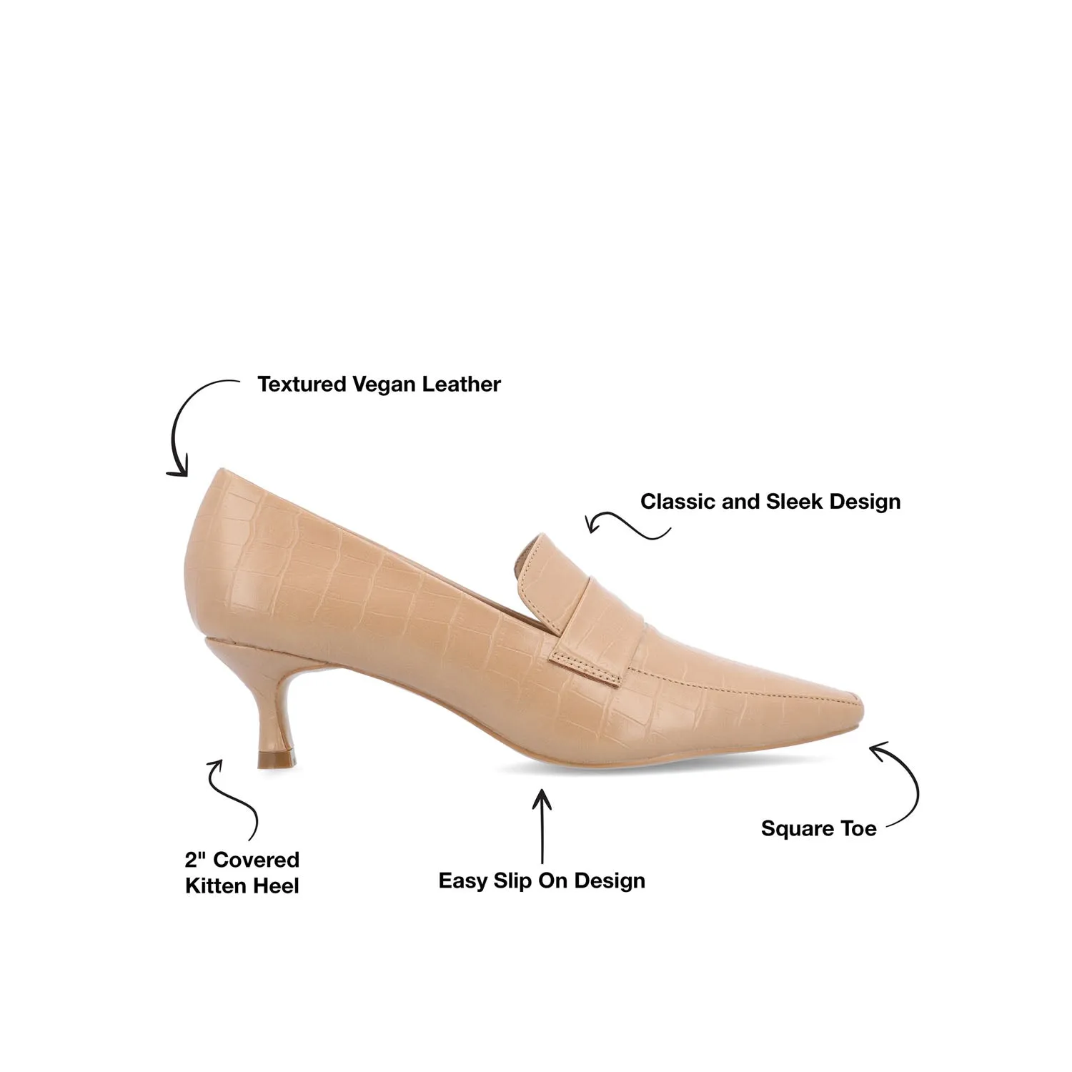 CELINA KITTEN LOAFER HEELS IN CROCO