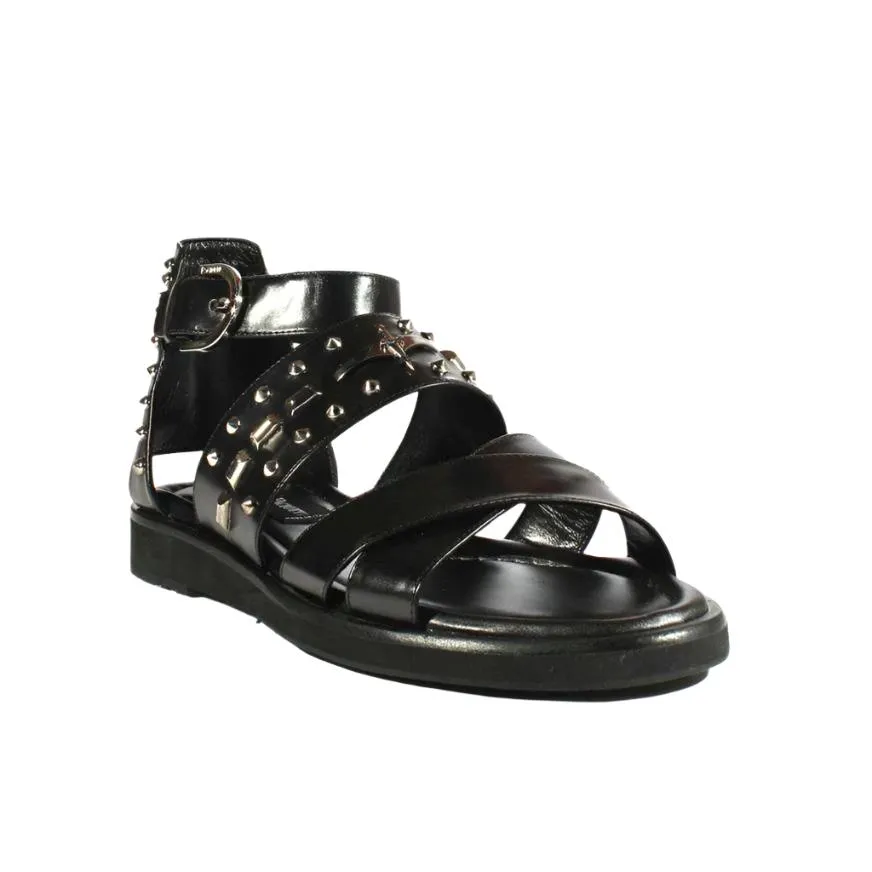 Cesare Paciotti Luxury Italian Men's Designer Shoes Black Leather Studded Gladiator Sandals (CPM2373