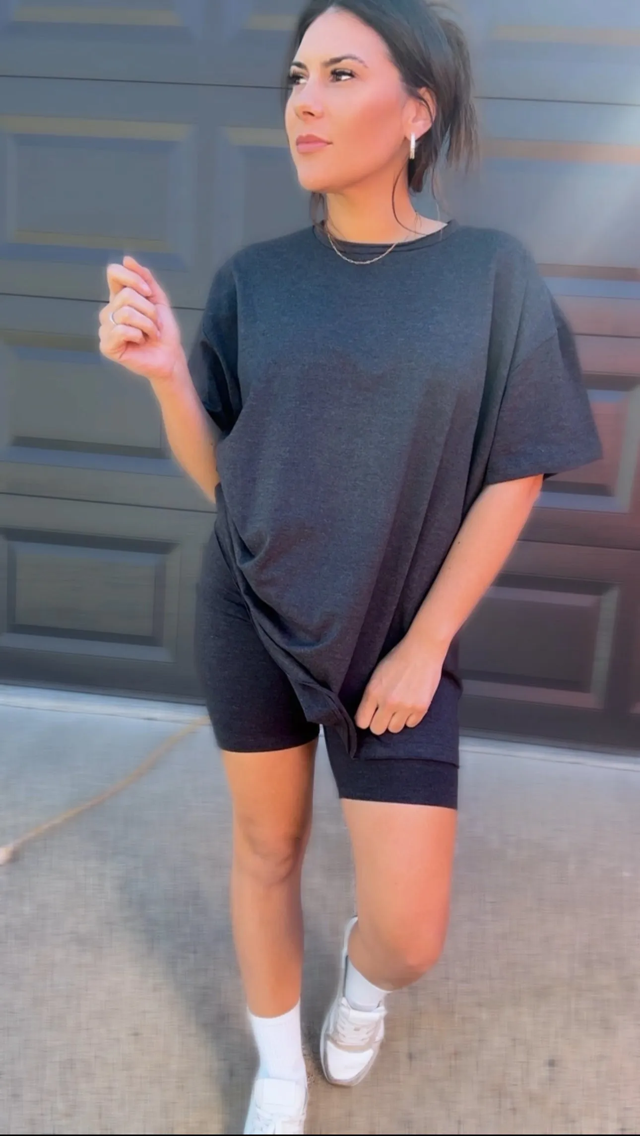 Comfiest Cotton Round Neck Top & Biker Shorts Set