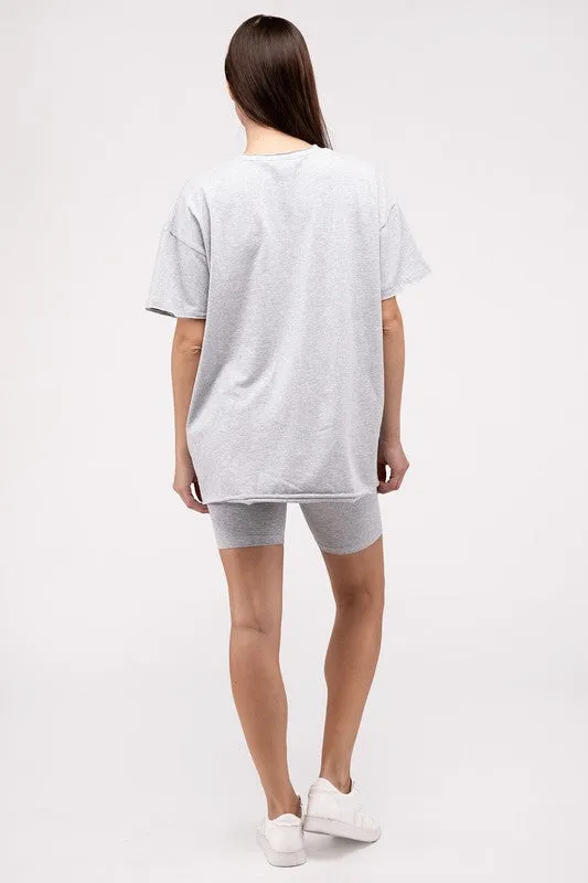 Comfiest Cotton Round Neck Top & Biker Shorts Set