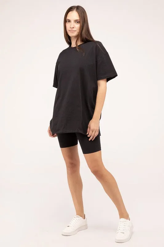 Comfiest Cotton Round Neck Top & Biker Shorts Set