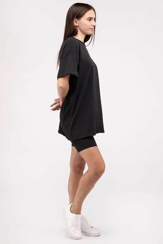 Comfiest Cotton Round Neck Top & Biker Shorts Set