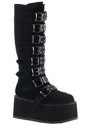 DAMNED 318 Immortality Velvet Black Platform Boots