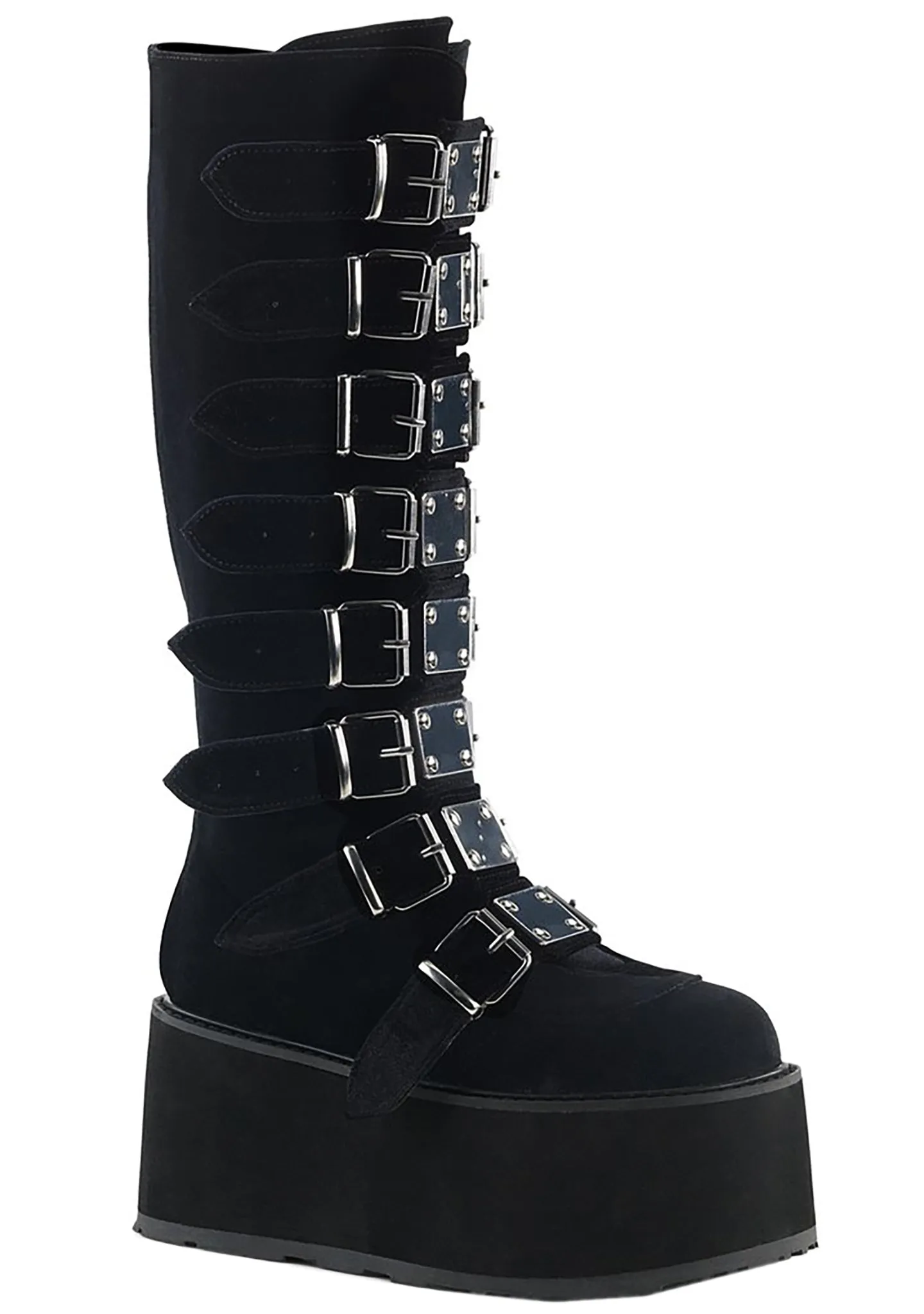 DAMNED 318 Immortality Velvet Black Platform Boots