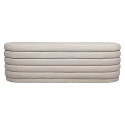 Demi Storage Bench Ottoman - Off White Linen