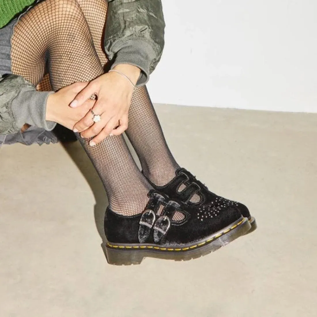 Dr Martens 8065 2 Strap Mary Jane Vegan Black Velvet