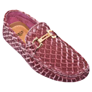 Dusty Rose pink Velvet Men's Loafer Printed Material Men's Driver
