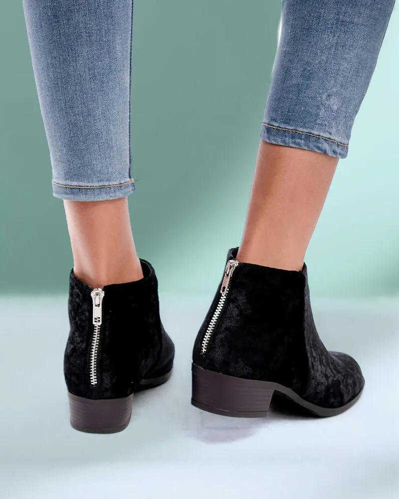 Elisha Black Velvet Boots