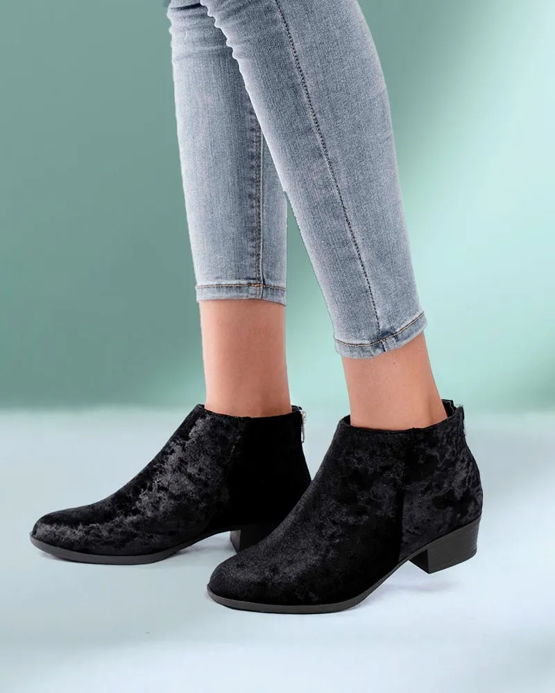 Elisha Black Velvet Boots