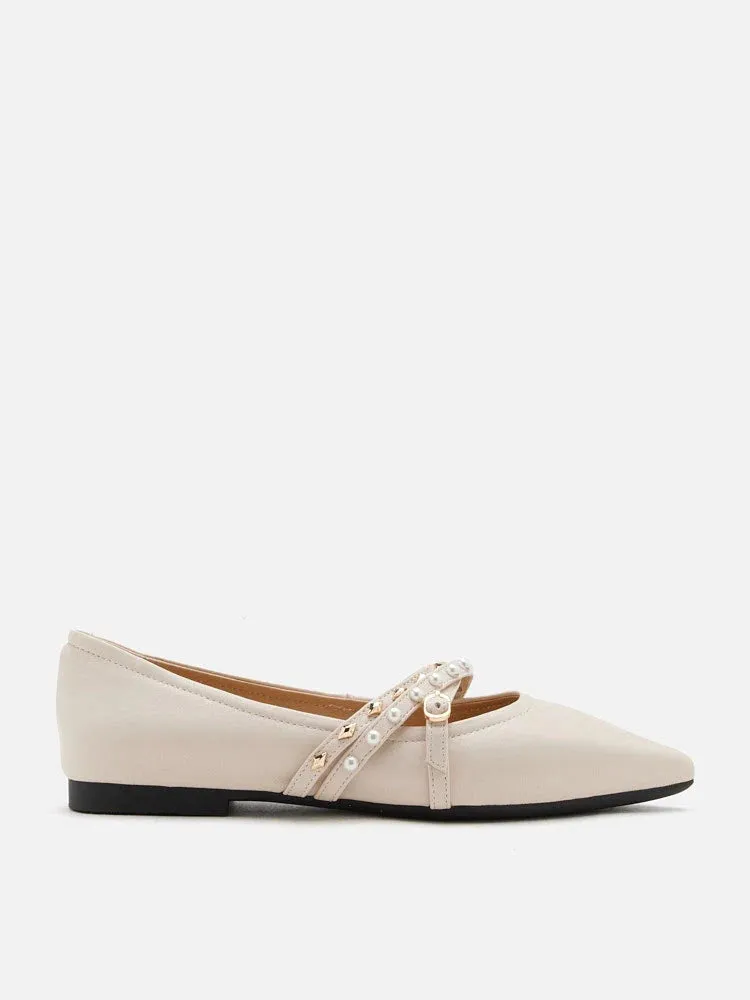 Elme Studded Buckle Pointed Toe Flats