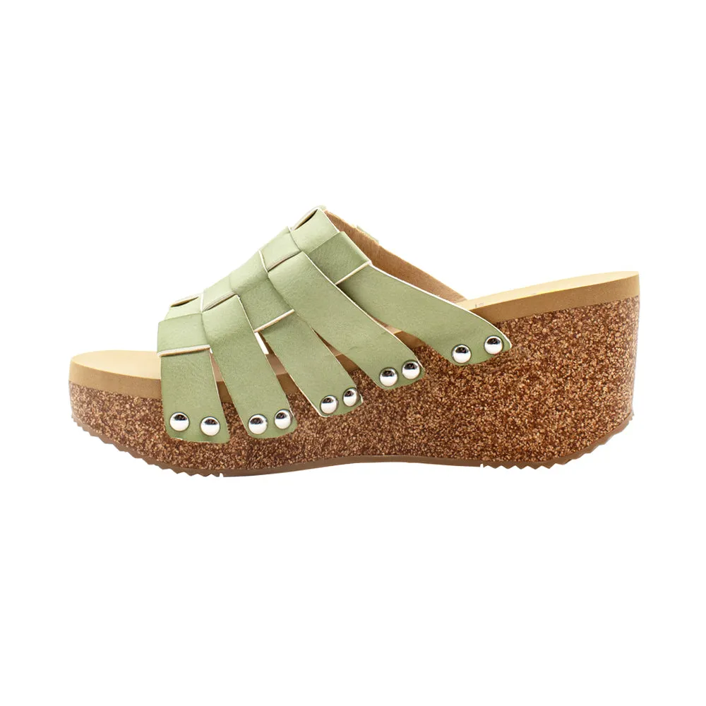Enoki Studded Slide Wedge Sandals