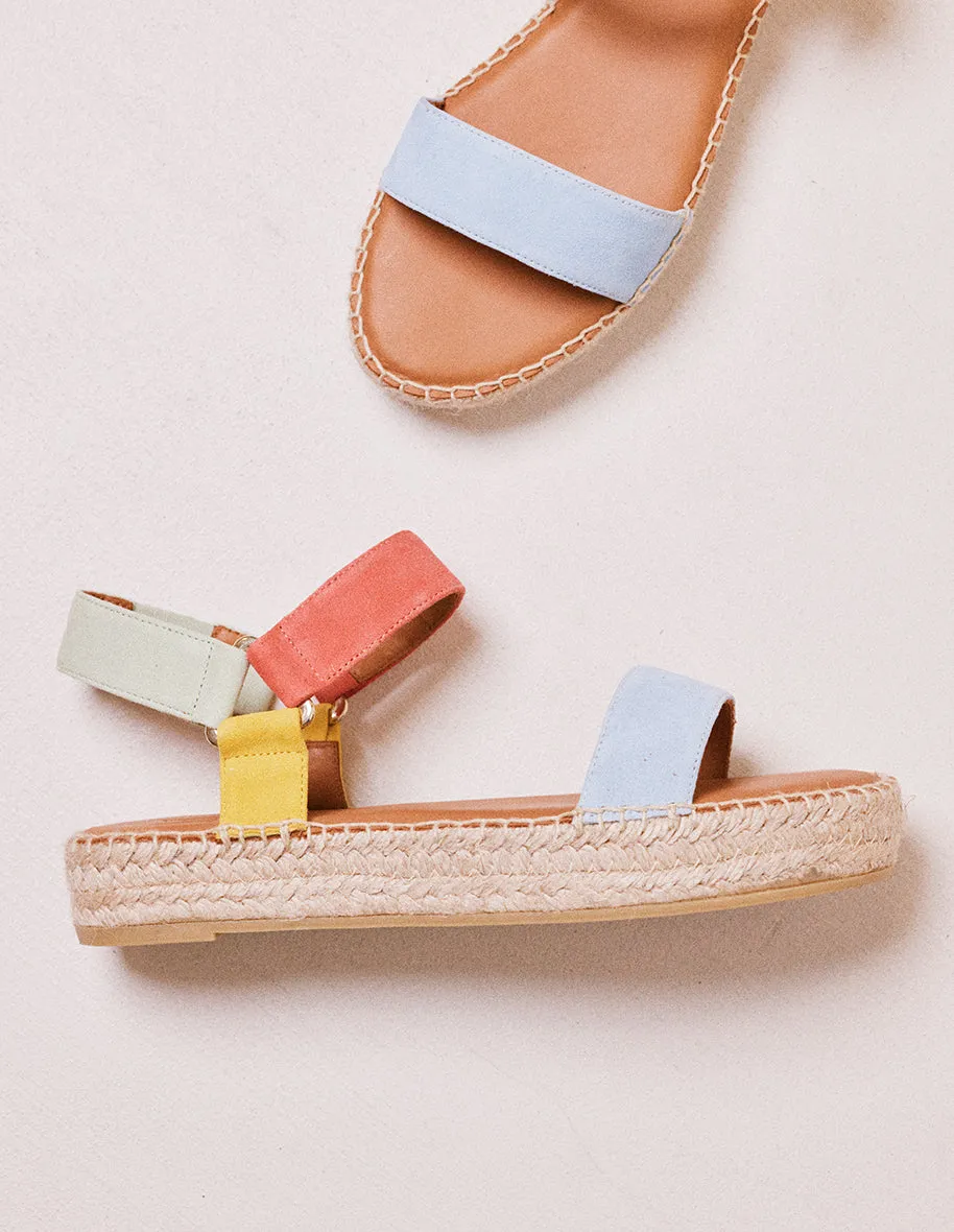 Espadrilles Flore - Suède ciel corail jaune