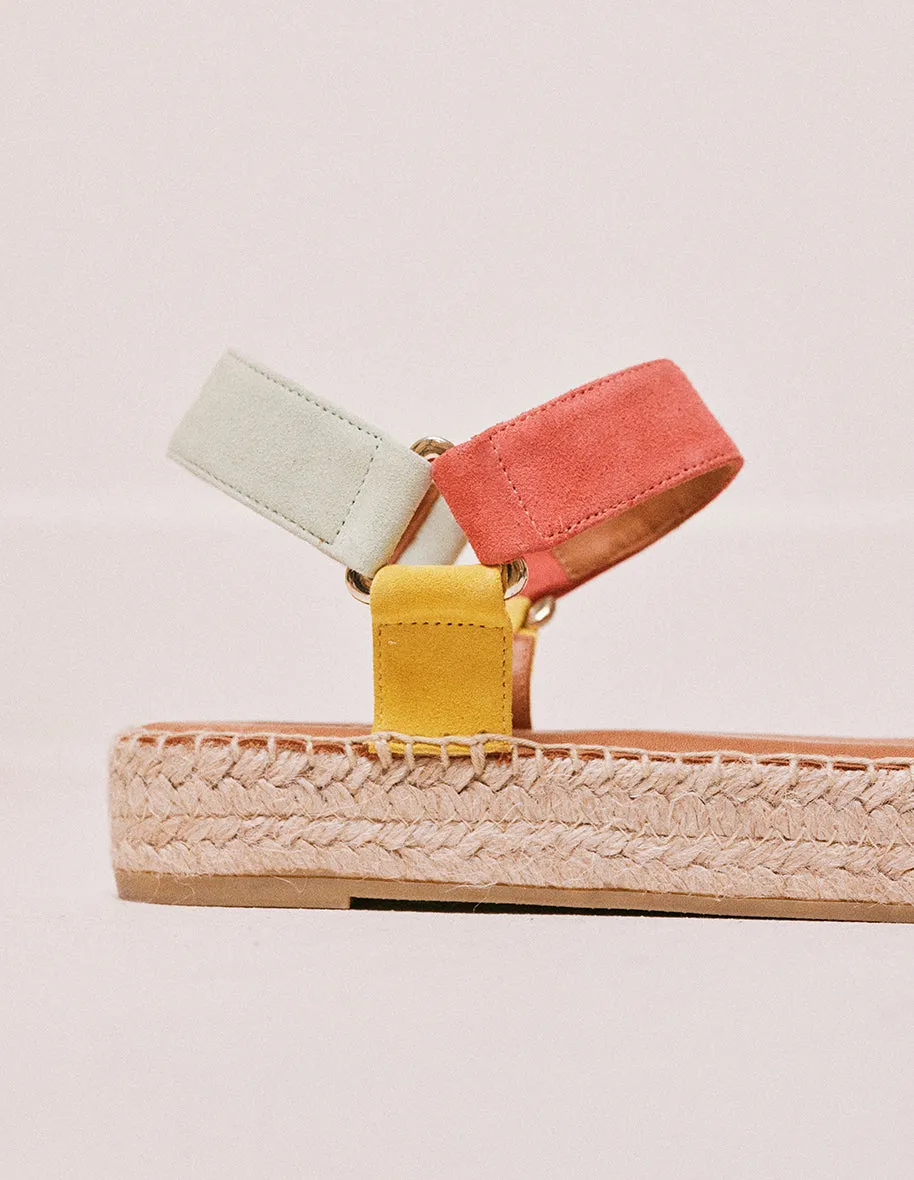 Espadrilles Flore - Suède ciel corail jaune