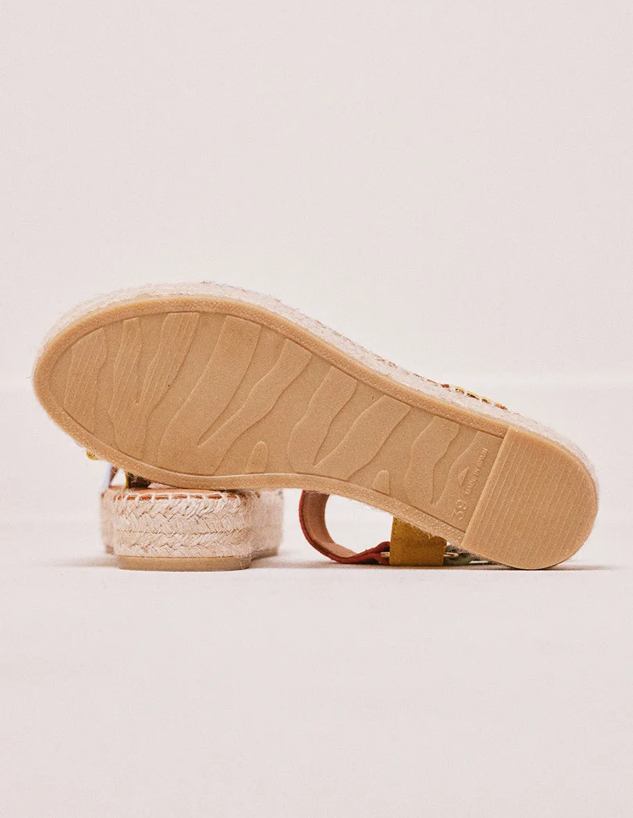 Espadrilles Flore - Suède ciel corail jaune