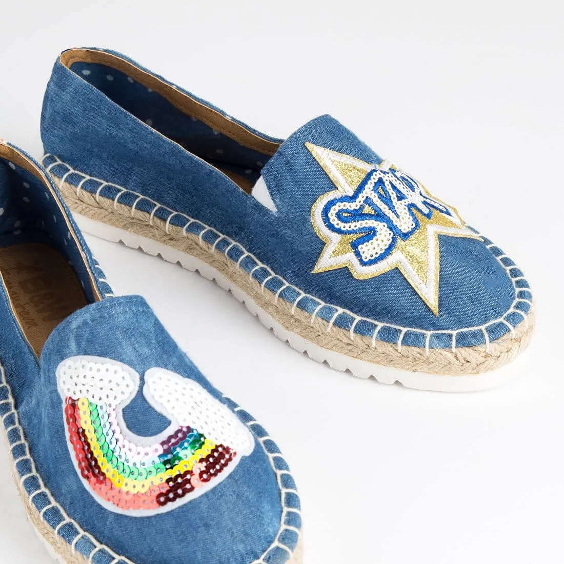 Espadrilles Kea Blue Jean Sequin Patches