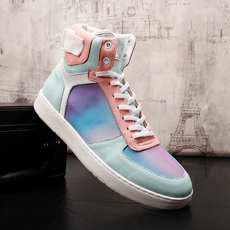 Fantasy Colorful High Top Lace up Casual Style Men Sneaker