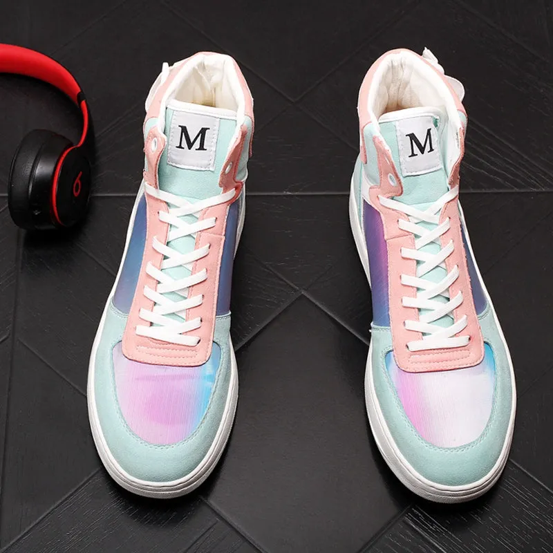Fantasy Colorful High Top Lace up Casual Style Men Sneaker