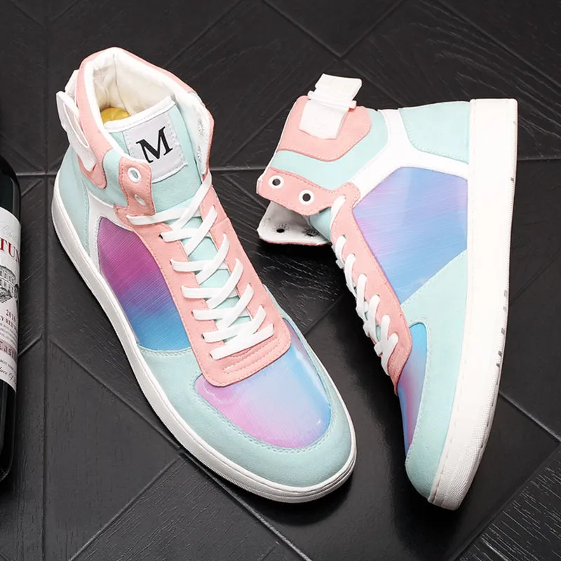 Fantasy Colorful High Top Lace up Casual Style Men Sneaker