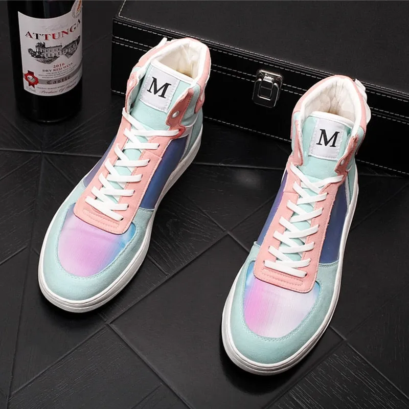 Fantasy Colorful High Top Lace up Casual Style Men Sneaker