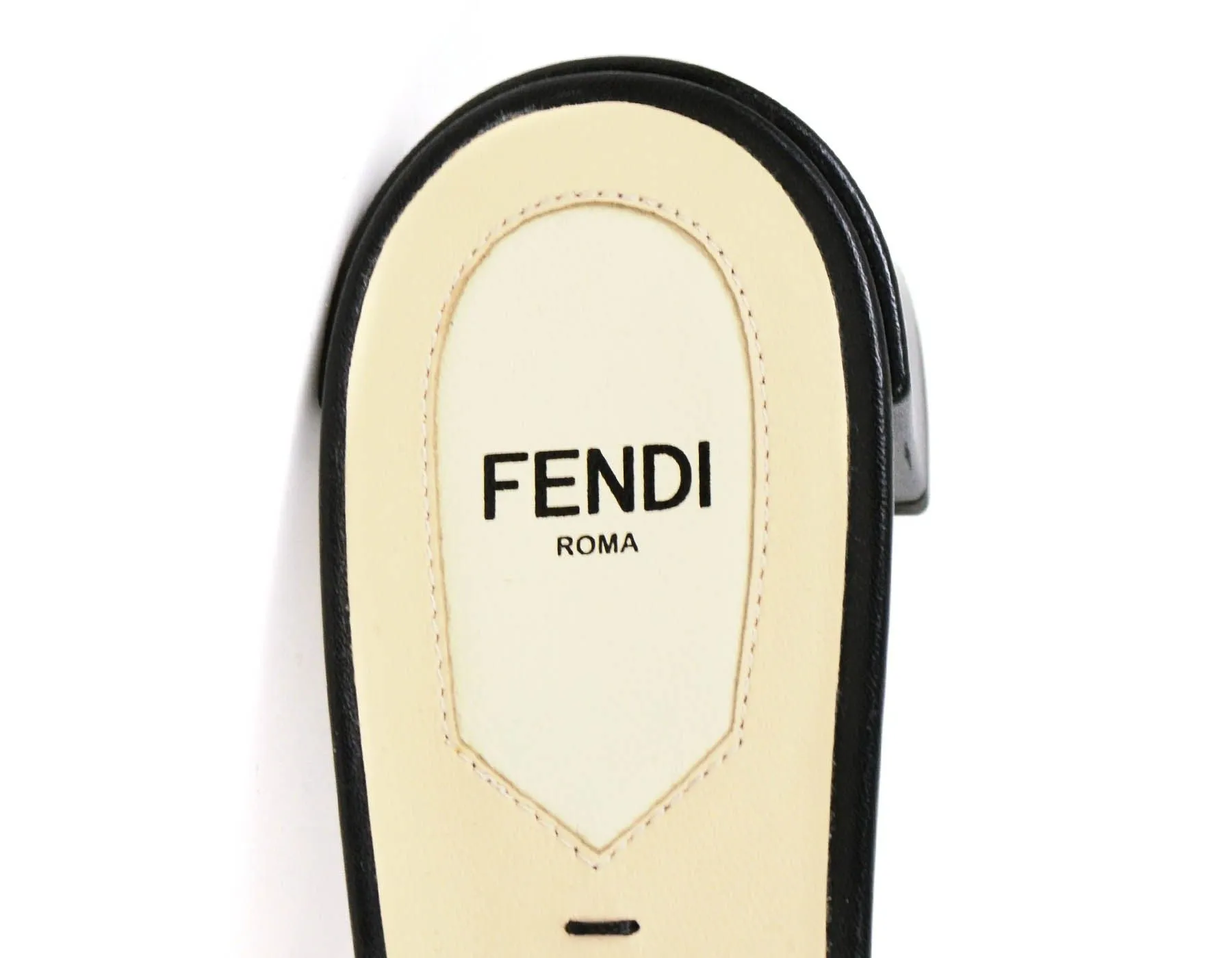 Fendi NEW Logo Print Velvet & Leather Mules sz 39.5