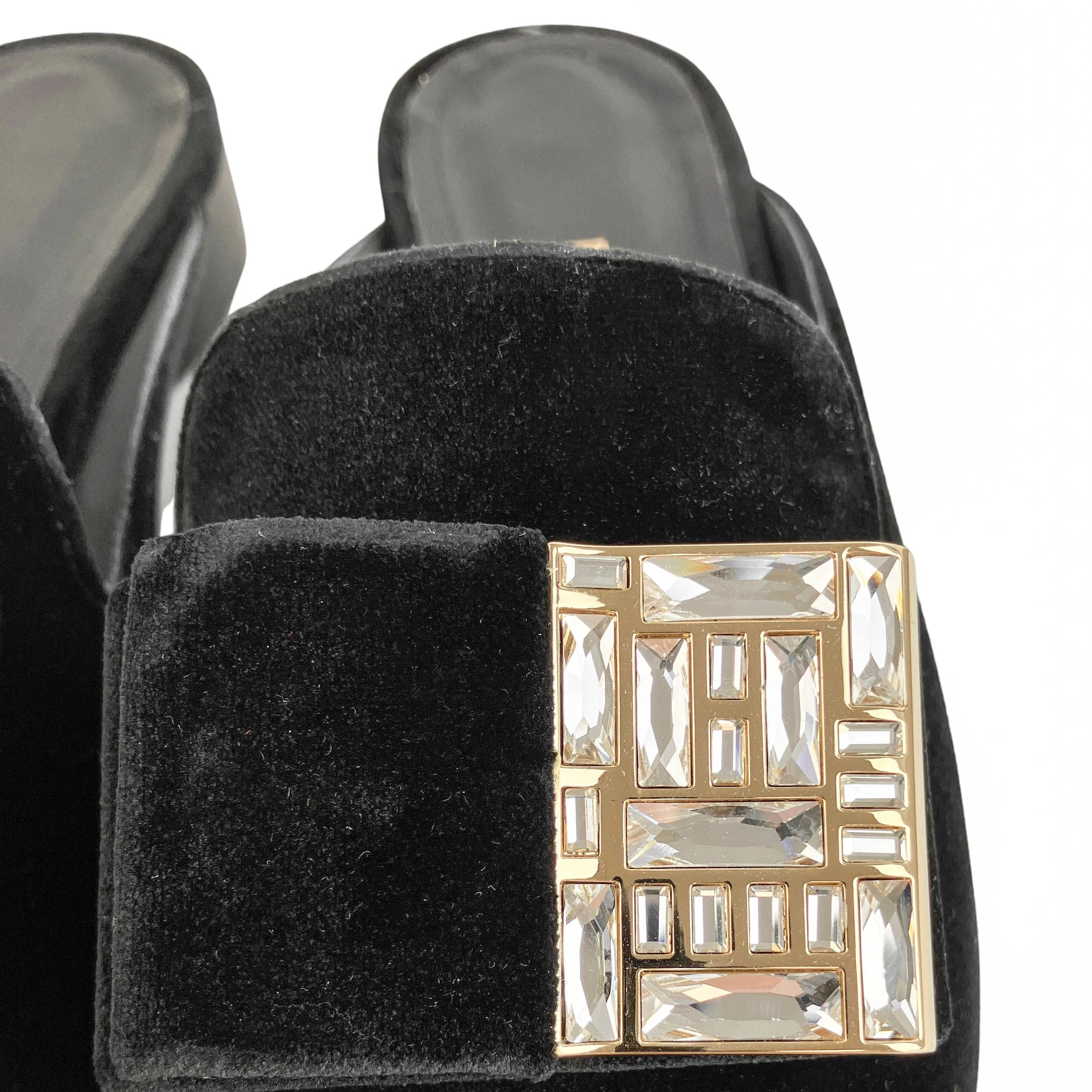 Ferragamo Slip on Velvet Mules in Black