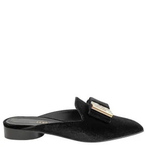 Ferragamo Slip on Velvet Mules in Black