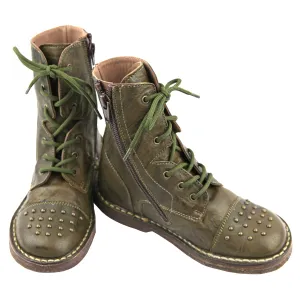 Forest Green Studded Prairie Girls Boots by PePe Shoes