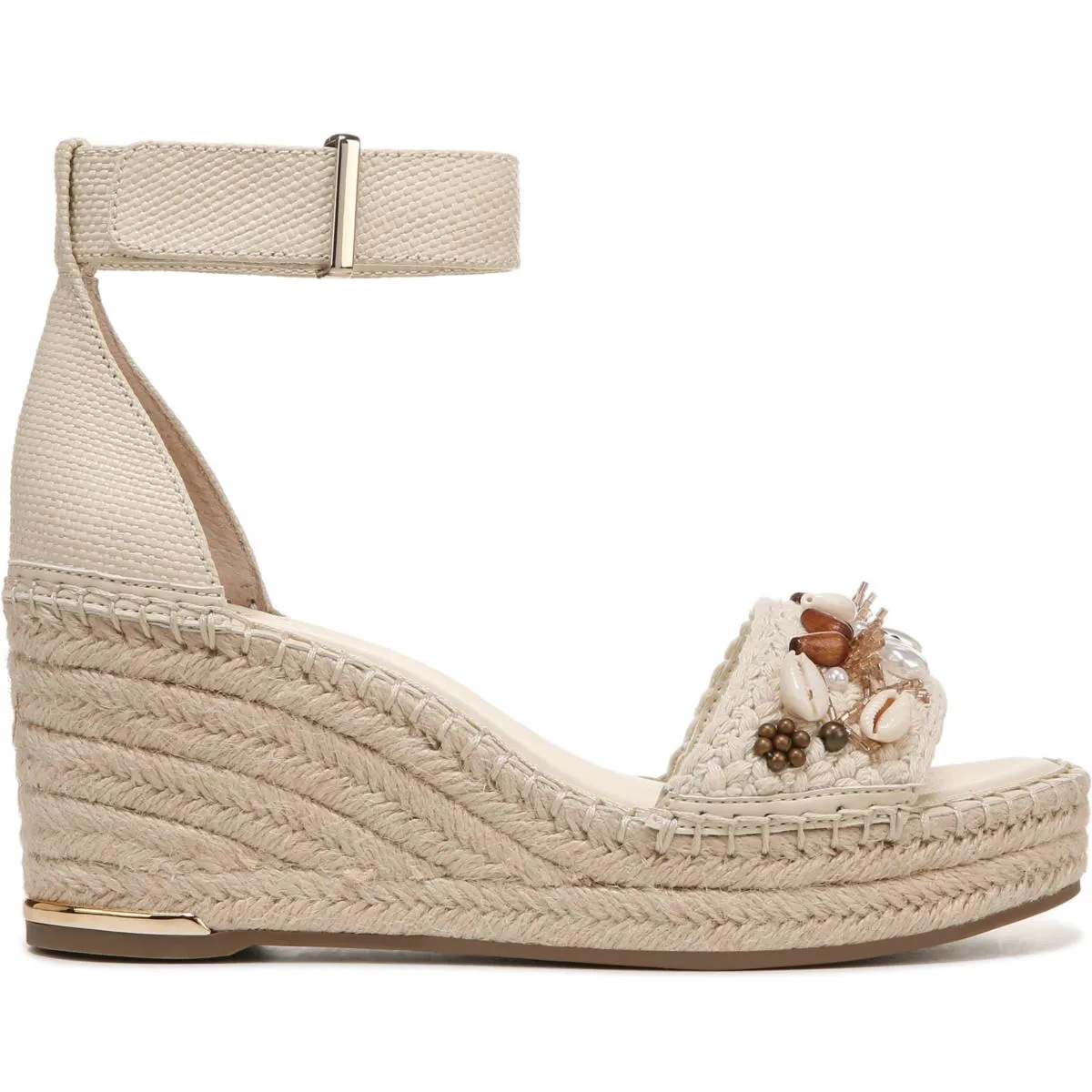 Franco Sarto Womens Clemens Shell Woven Ankle Strap Espadrilles