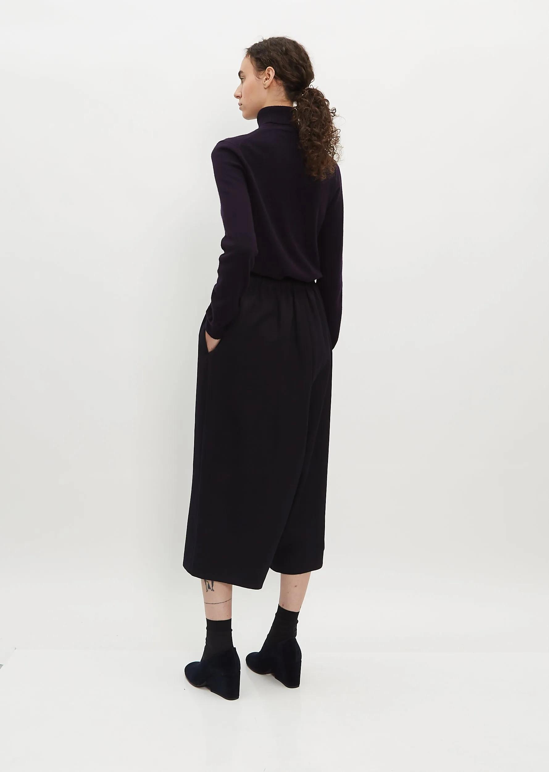 Gabardine Wool Cropped Pants
