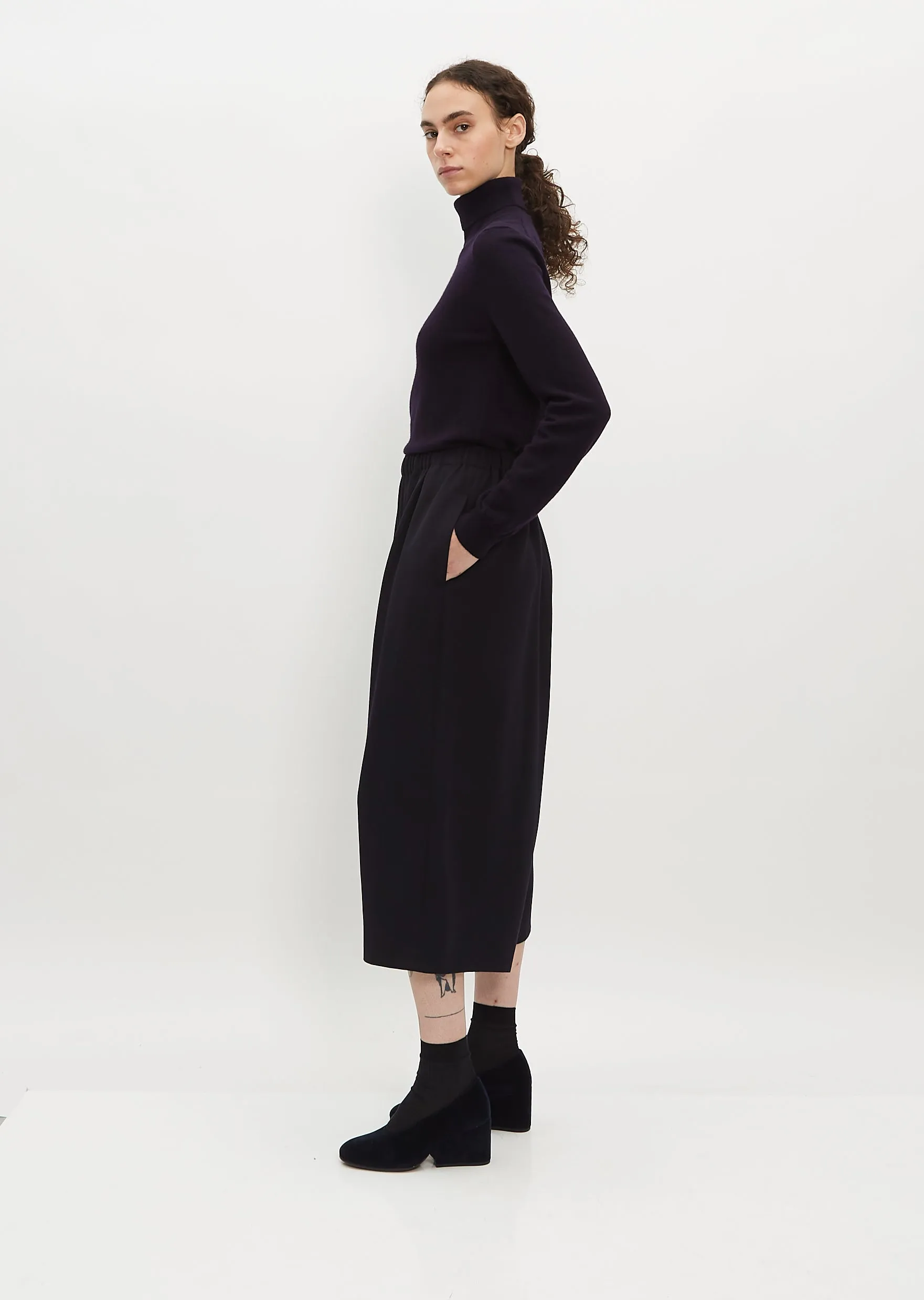 Gabardine Wool Cropped Pants