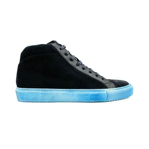 Giovacchini Ruben in Antique Blue Waxed Suede High-top Sneakers