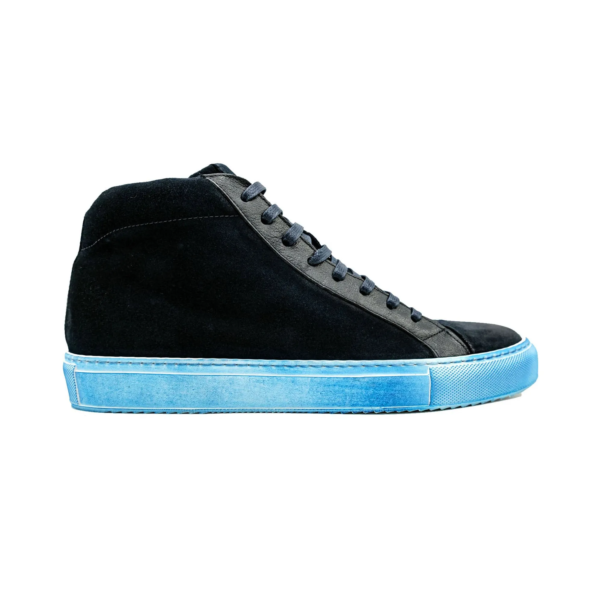Giovacchini Ruben in Antique Blue Waxed Suede High-top Sneakers