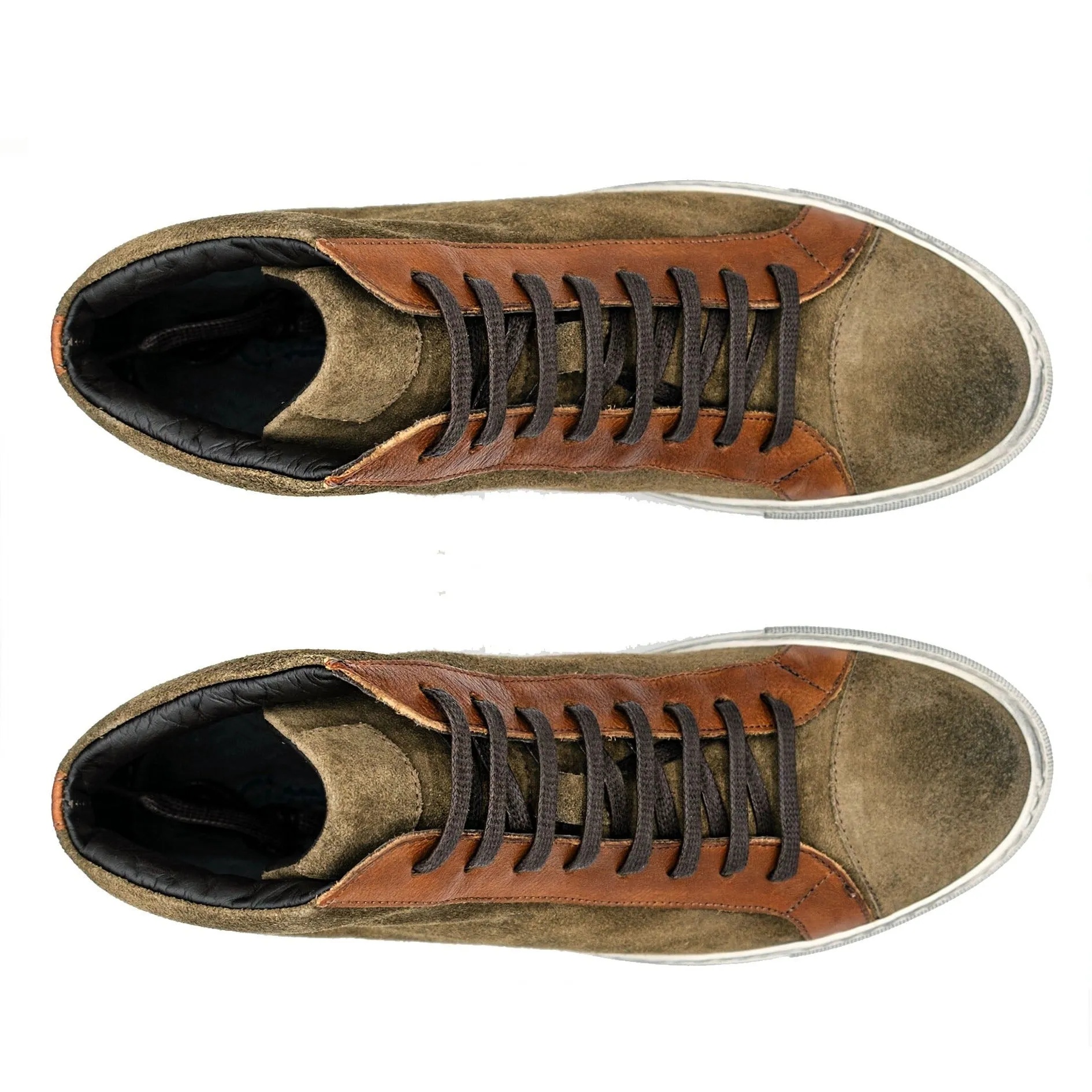 Giovacchini Ruben in Antique Cognac Waxed Suede High-top Sneakers