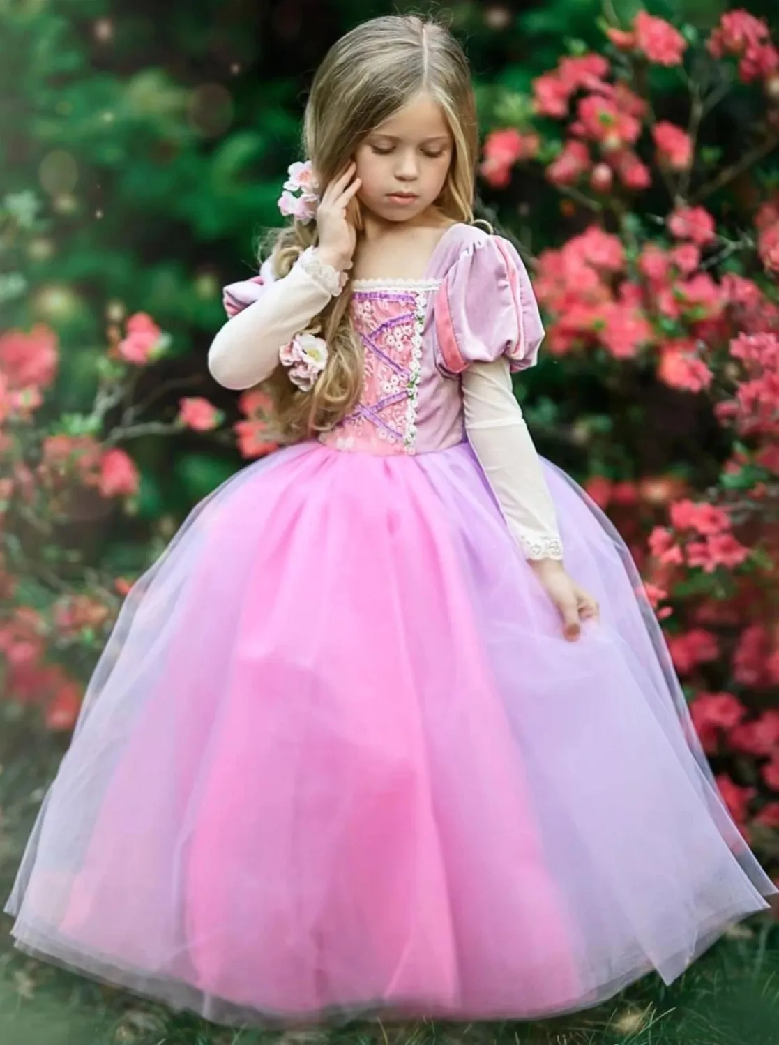 Girls Velvet Rapunzel Inspired Costume Gown