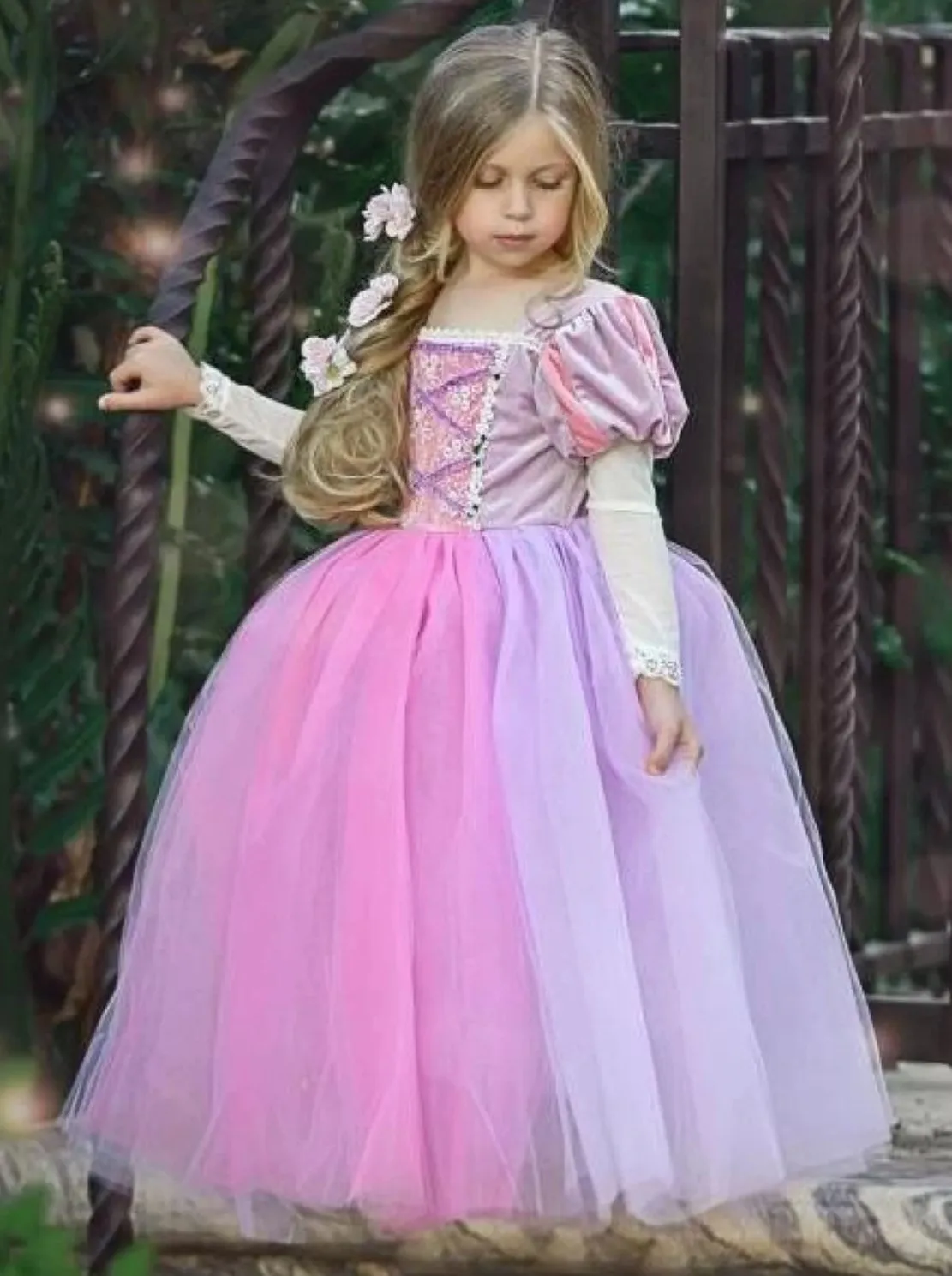 Girls Velvet Rapunzel Inspired Costume Gown