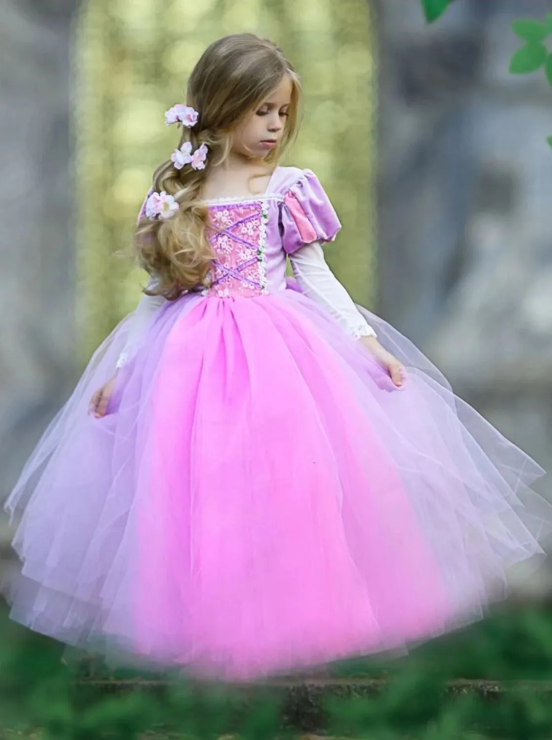 Girls Velvet Rapunzel Inspired Costume Gown