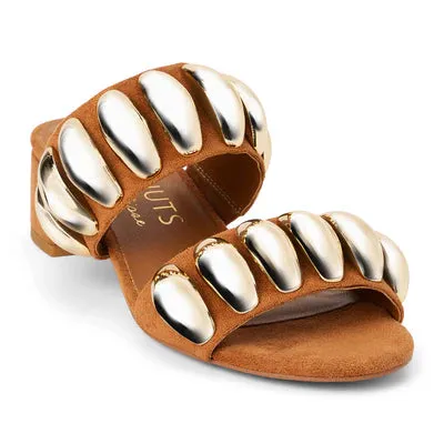 Gold & Tan Studded Heels
