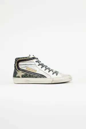 Green & Silver Slide Metallic Sneaker