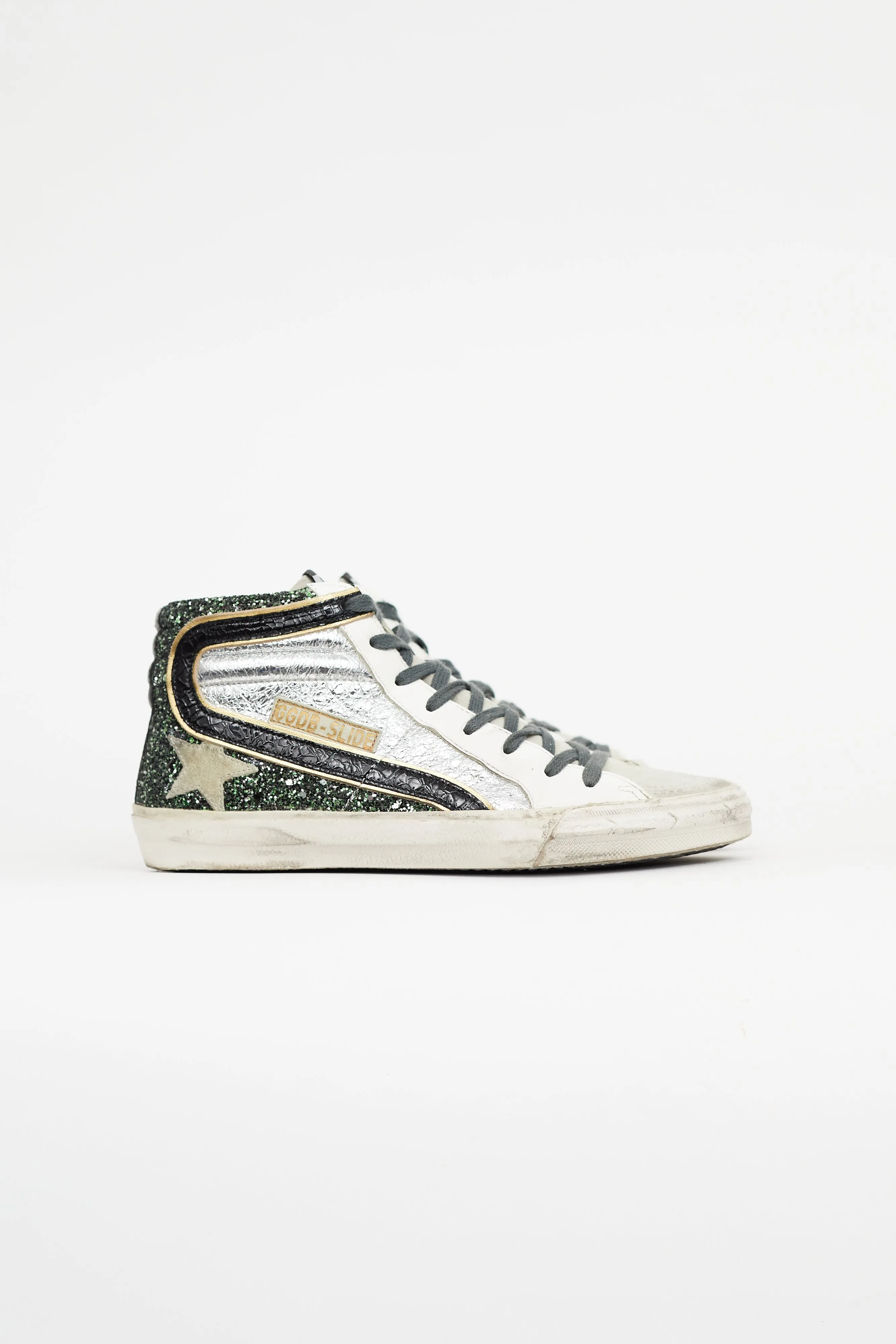 Green & Silver Slide Metallic Sneaker
