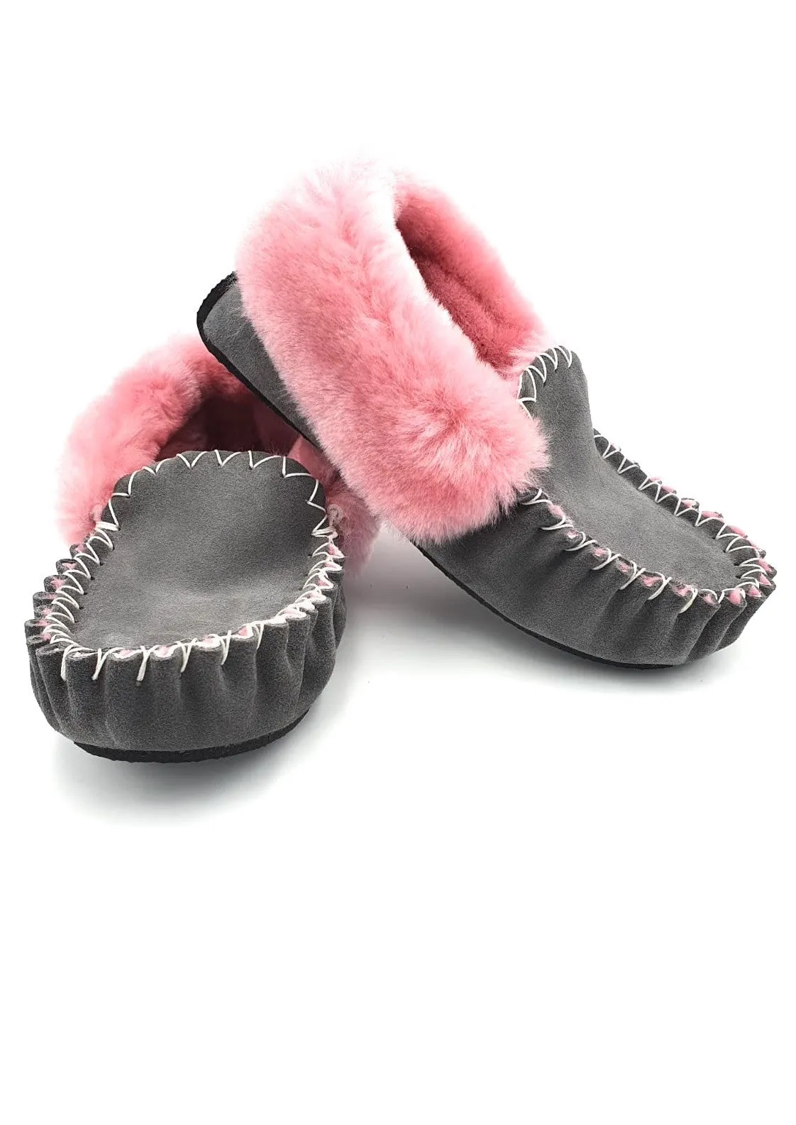 Grey & Pink Moccasins