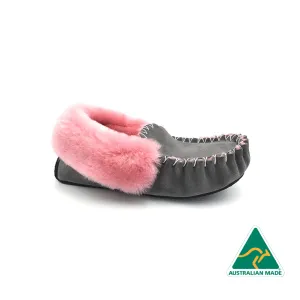 Grey & Pink Moccasins