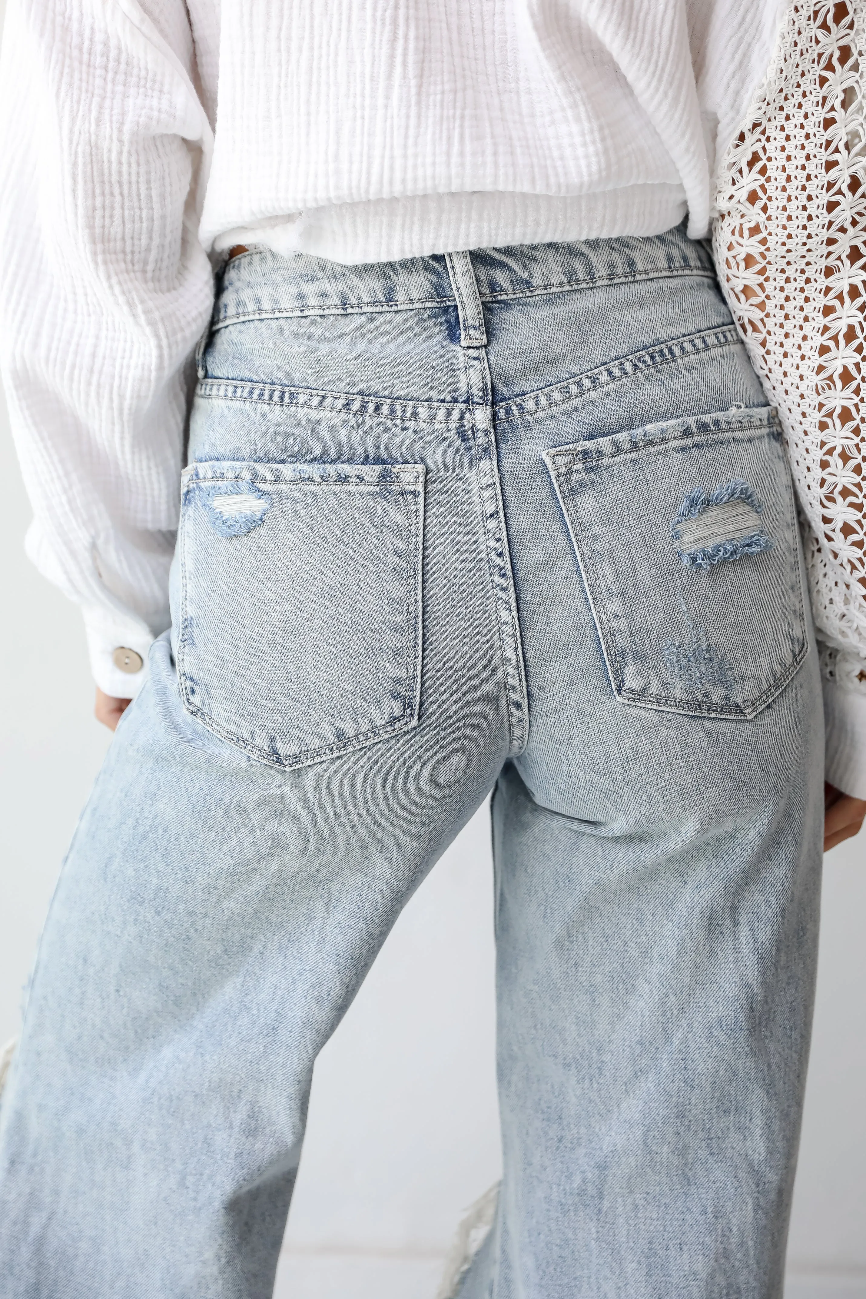 Hadley Light Wash Super High-Rise Wide Leg Distressed Jeans