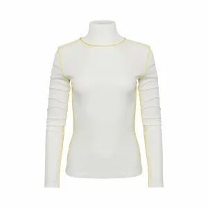High Neck Ribbed Top in White