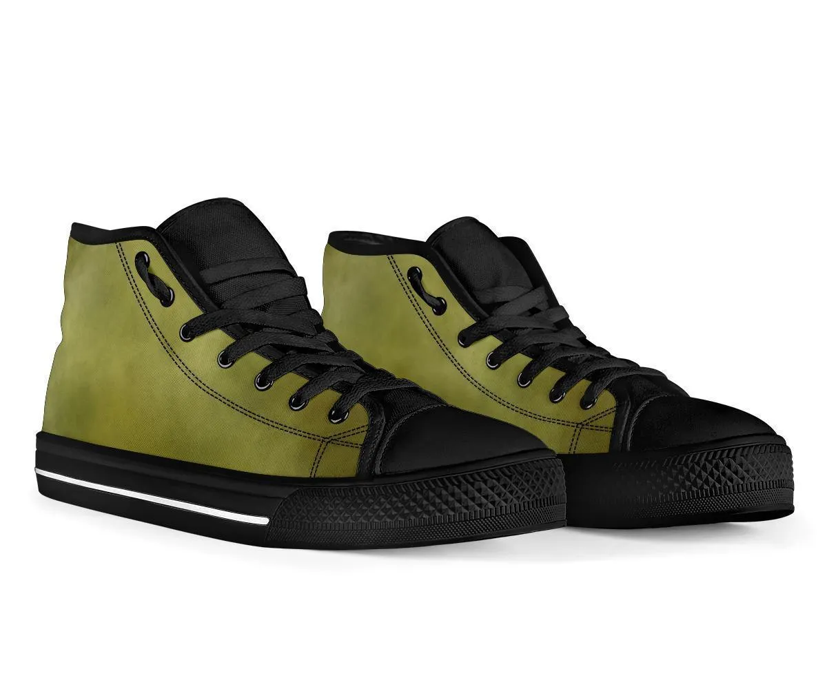 High Top Sneakers - Watercolor in Army Green | Custom High Top Shoes, Patterned High Top Sneakers, High Top Sneakers for Women, Unisex Shoes