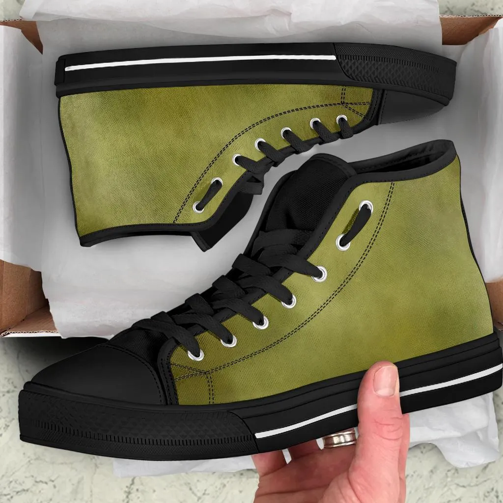 High Top Sneakers - Watercolor in Army Green | Custom High Top Shoes, Patterned High Top Sneakers, High Top Sneakers for Women, Unisex Shoes
