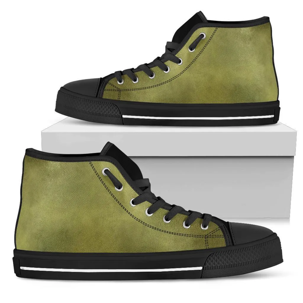 High Top Sneakers - Watercolor in Army Green | Custom High Top Shoes, Patterned High Top Sneakers, High Top Sneakers for Women, Unisex Shoes