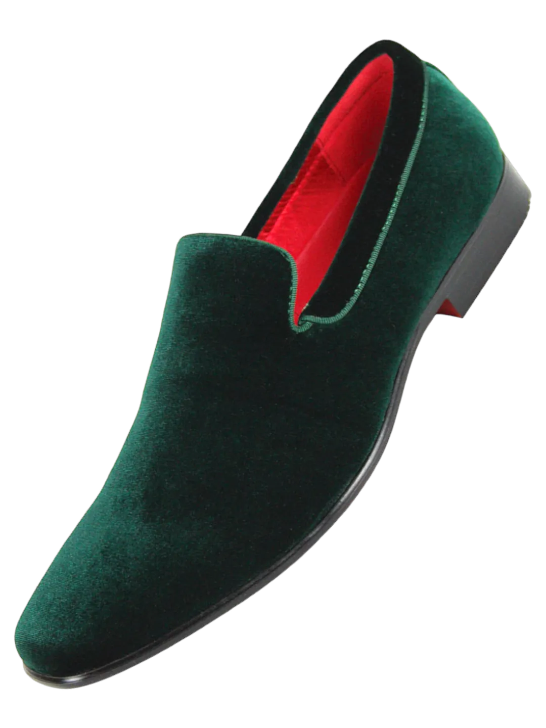 Hunter Green Men's Velvet Slip-On Loafer Shoes Luxury Design Style No: 7011